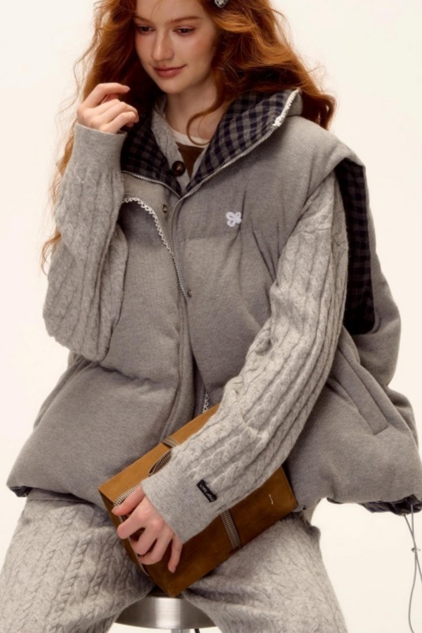 Reversible Plaid Lace Vest