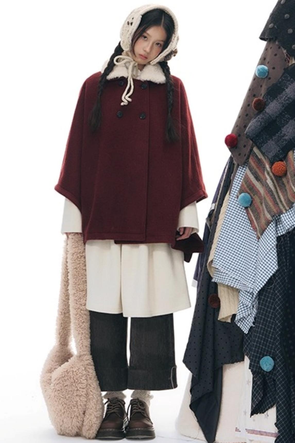 Plaid Cape Winter Coat