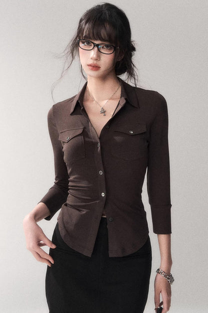 Gao Shu Stretchy Slim Shirt