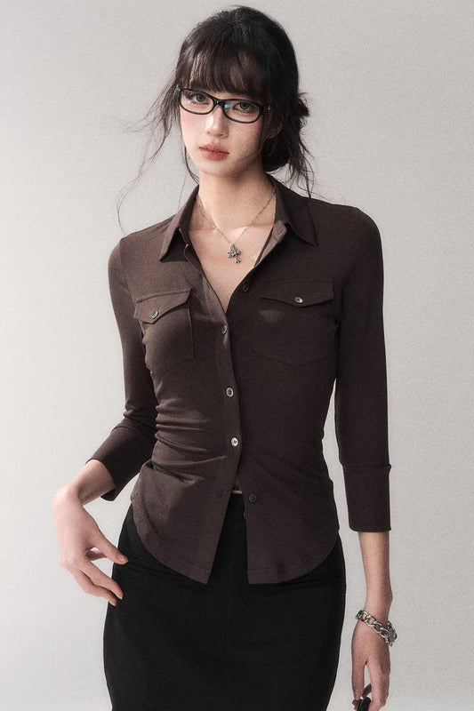 Gao Shu Stretchy Slim Shirt