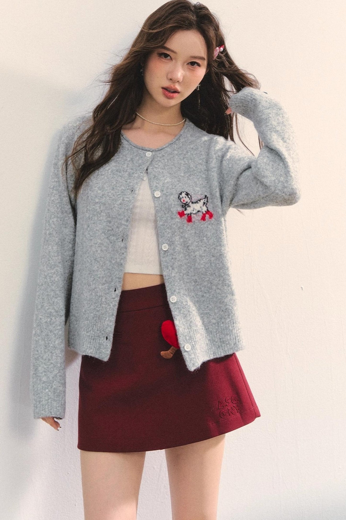Soft Glutinous Dalmatian Jacquard Cardigan