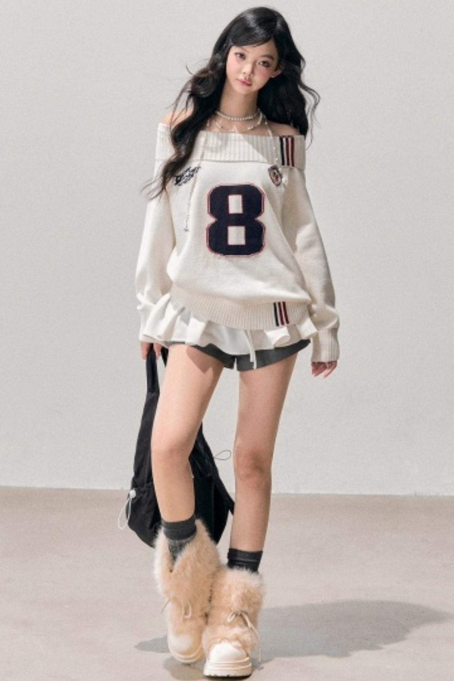 Youthful Off-Shoulder Knit Sweater