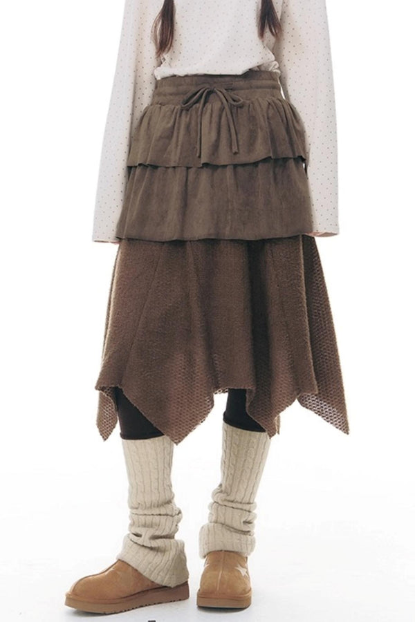 Patchwork Irregular Umbrella Skirt