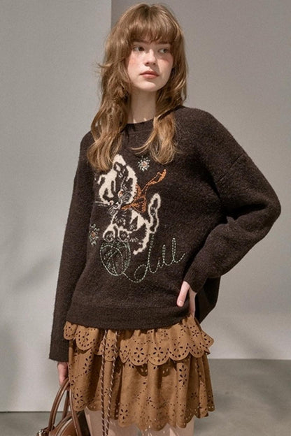 Furball Crew Neck Loose Sweater