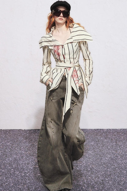 Embroidered Slim Striped Shirt