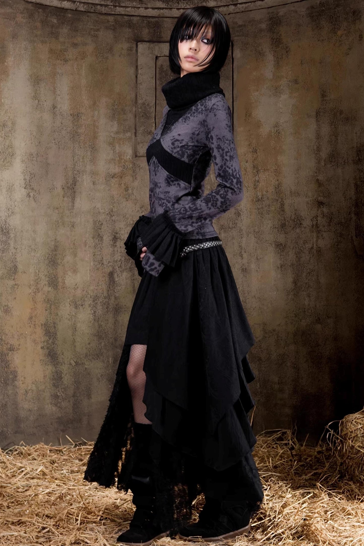 Retro Color-Block Knit Top