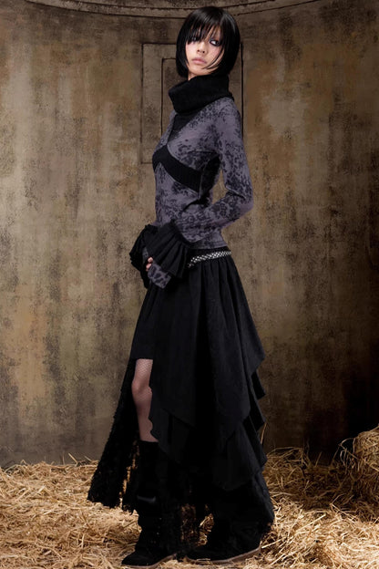 Retro Color-Block Knit Top