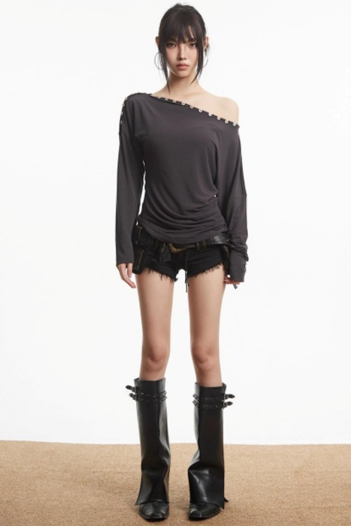 Retro Slim Off-Shoulder Top