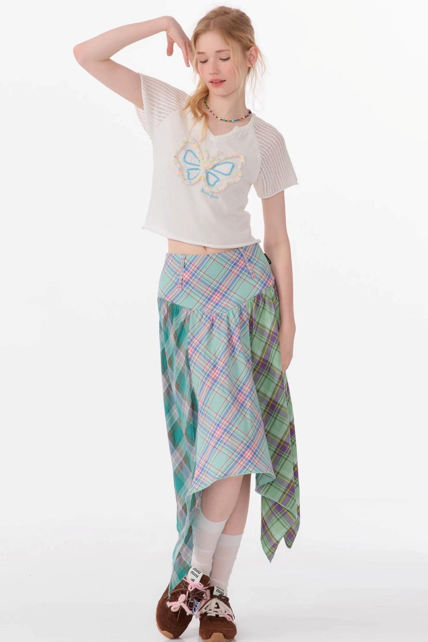 Top Raglan a Maglia con Farfalle 3D