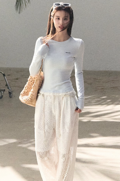 Hollow Crochet Lace Pants