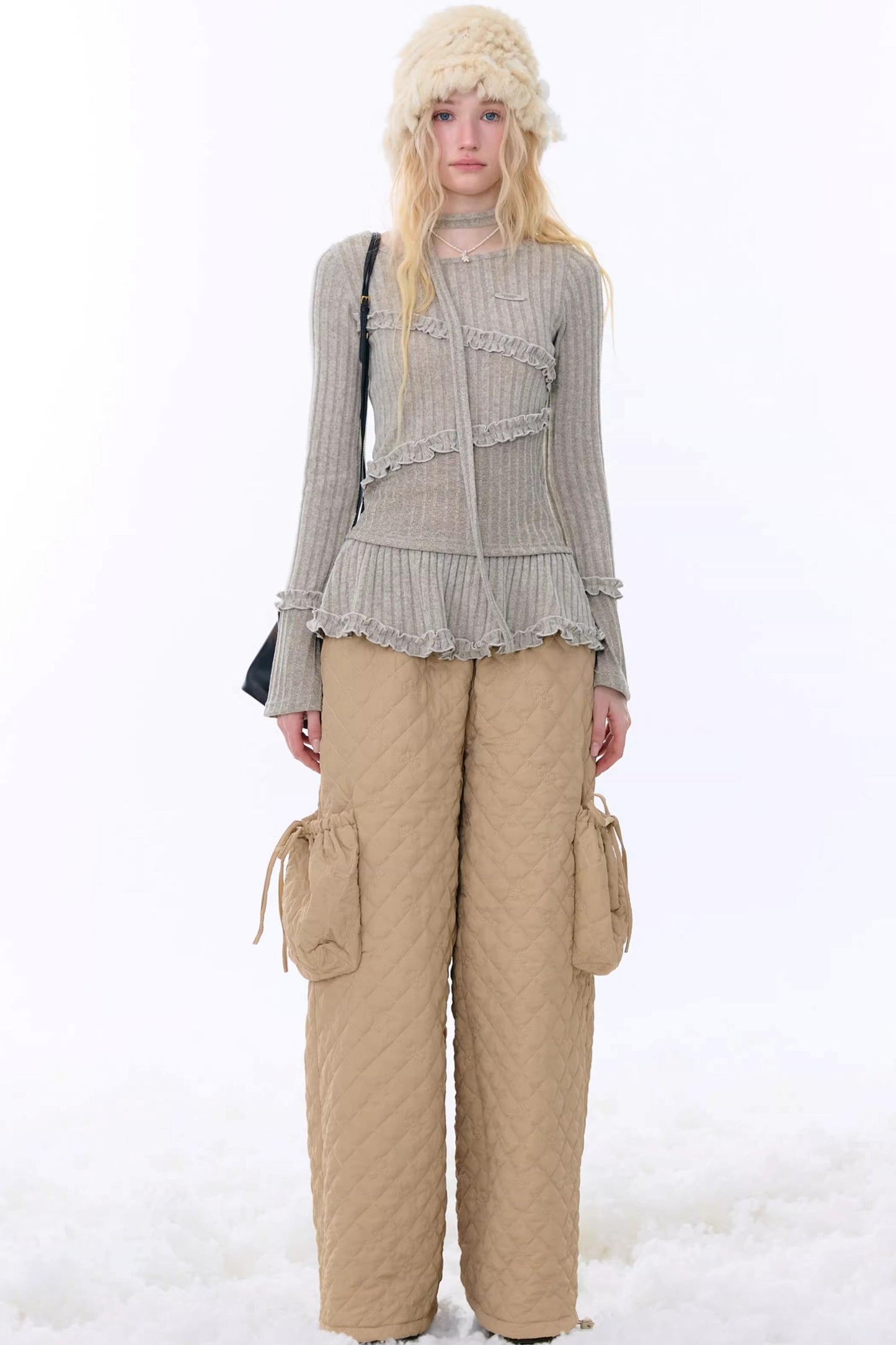 Retro Ruffled Knit Top