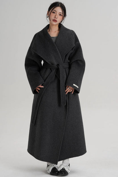 Large Lapel Long Wool Coat