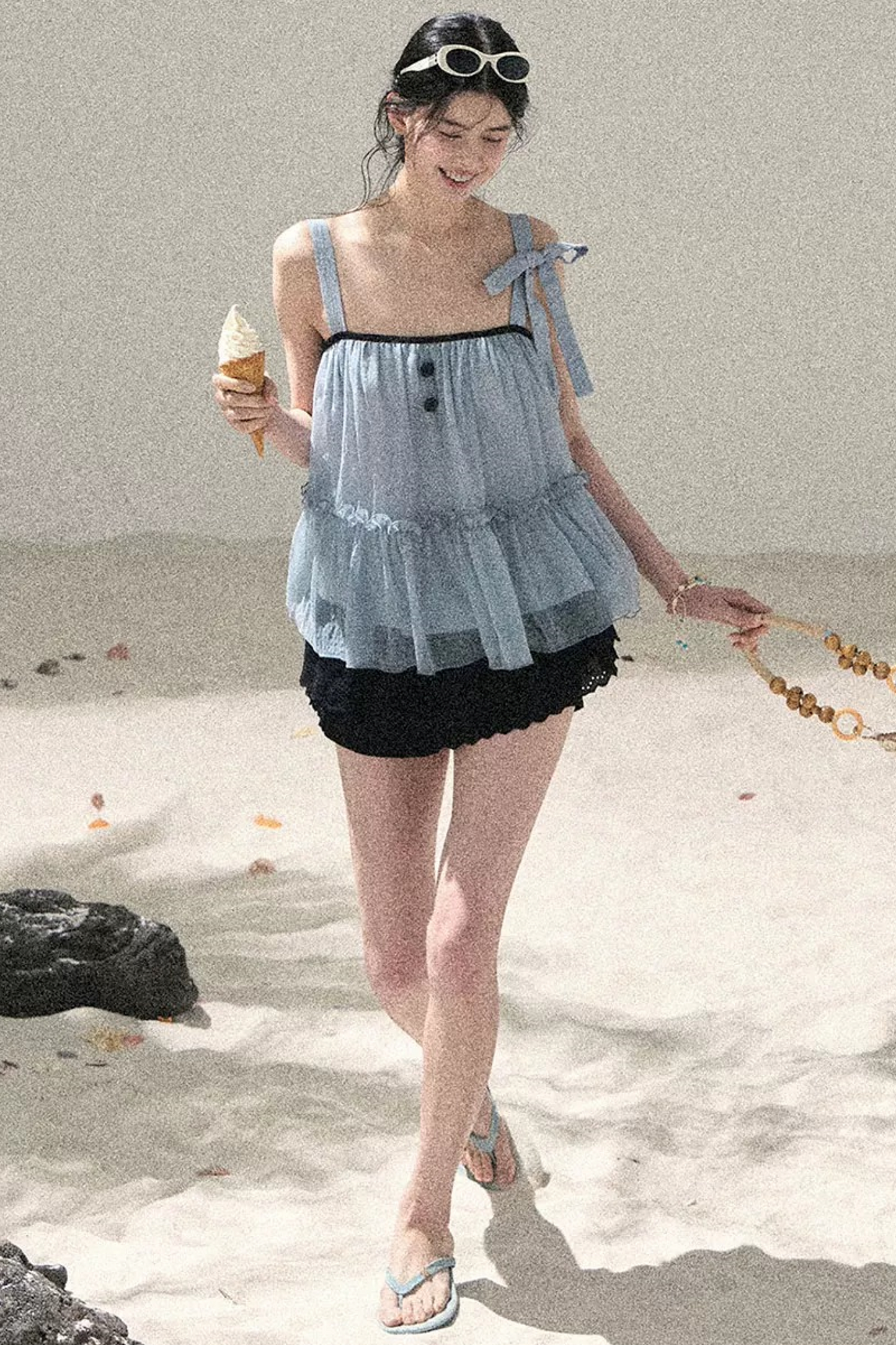 French Chiffon Mesh Top