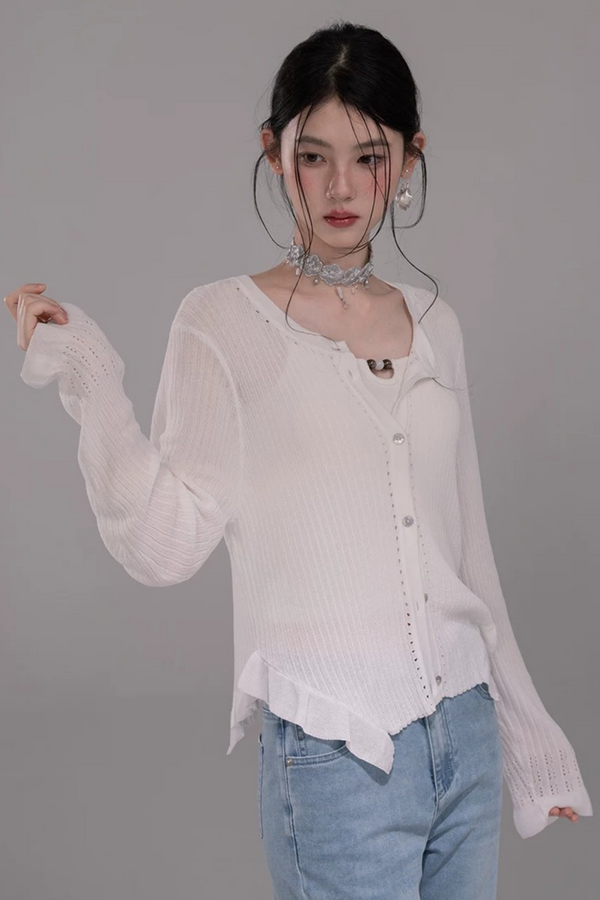 Cloud White Knit Cardigan