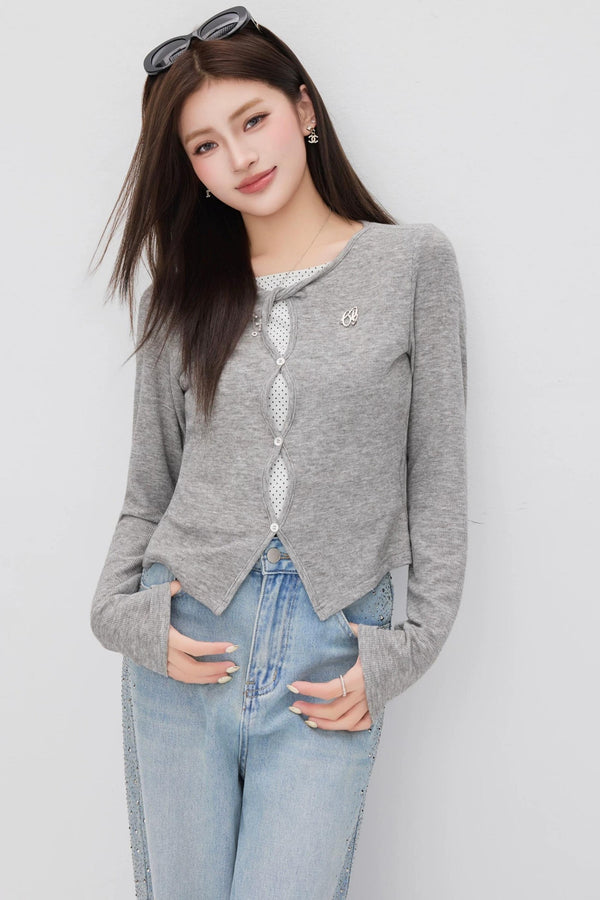 Hollow-Out Polka Dot Blouse Set-Up