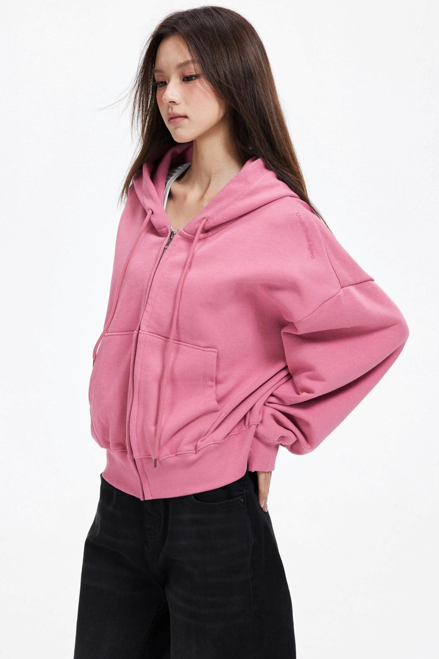 Cropped Hooded Cardigan Zip Jacket