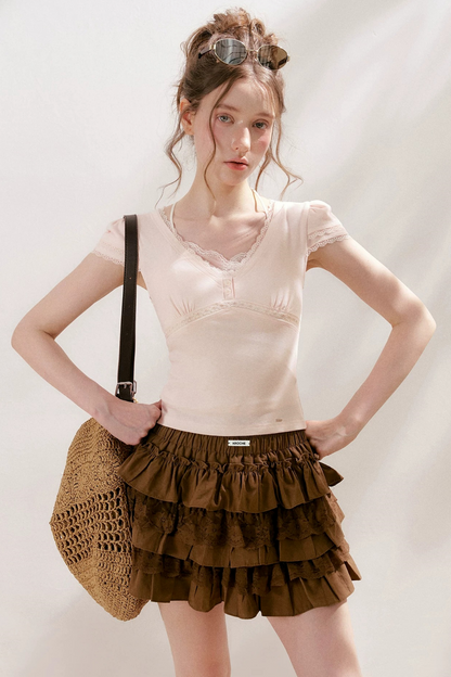 Cotton Lace A-Line Skirt