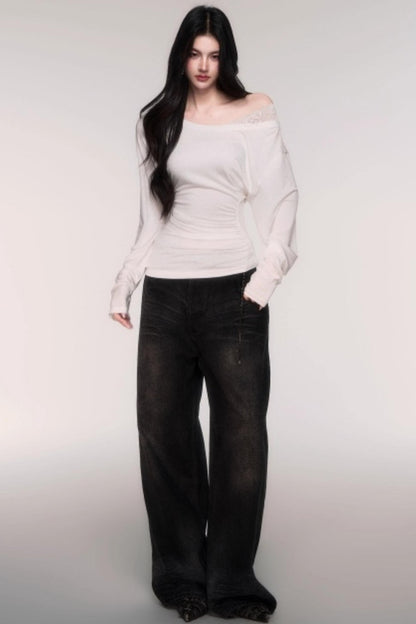 Light Distressed High-Waisted Jeans