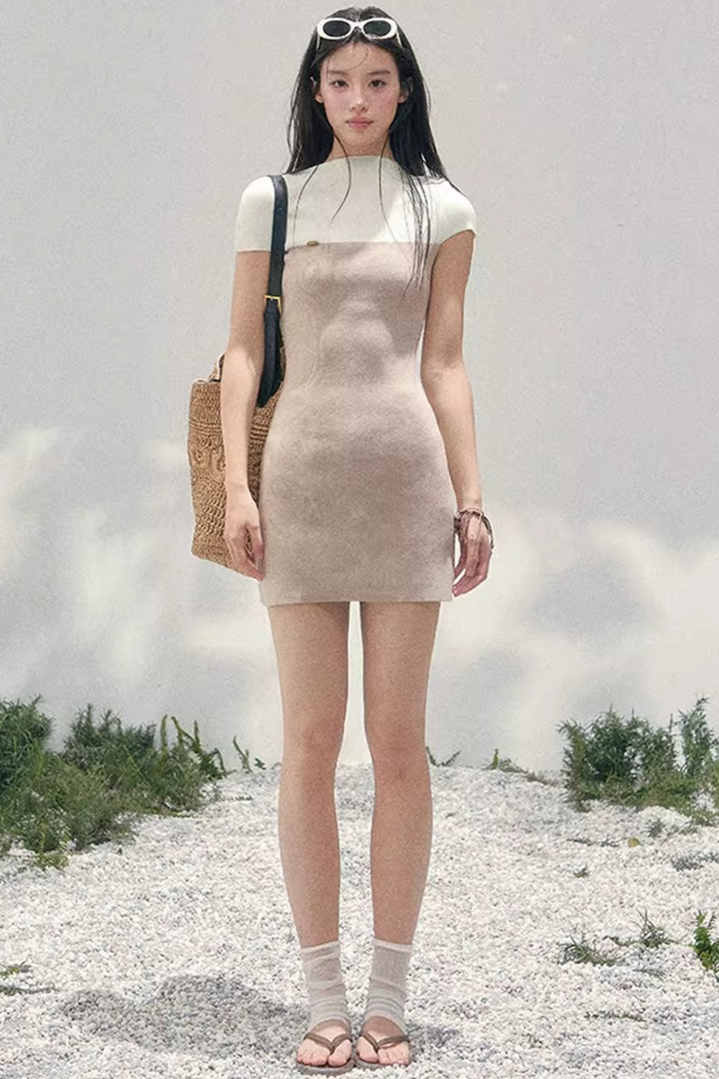 Elegant White Knit Dress