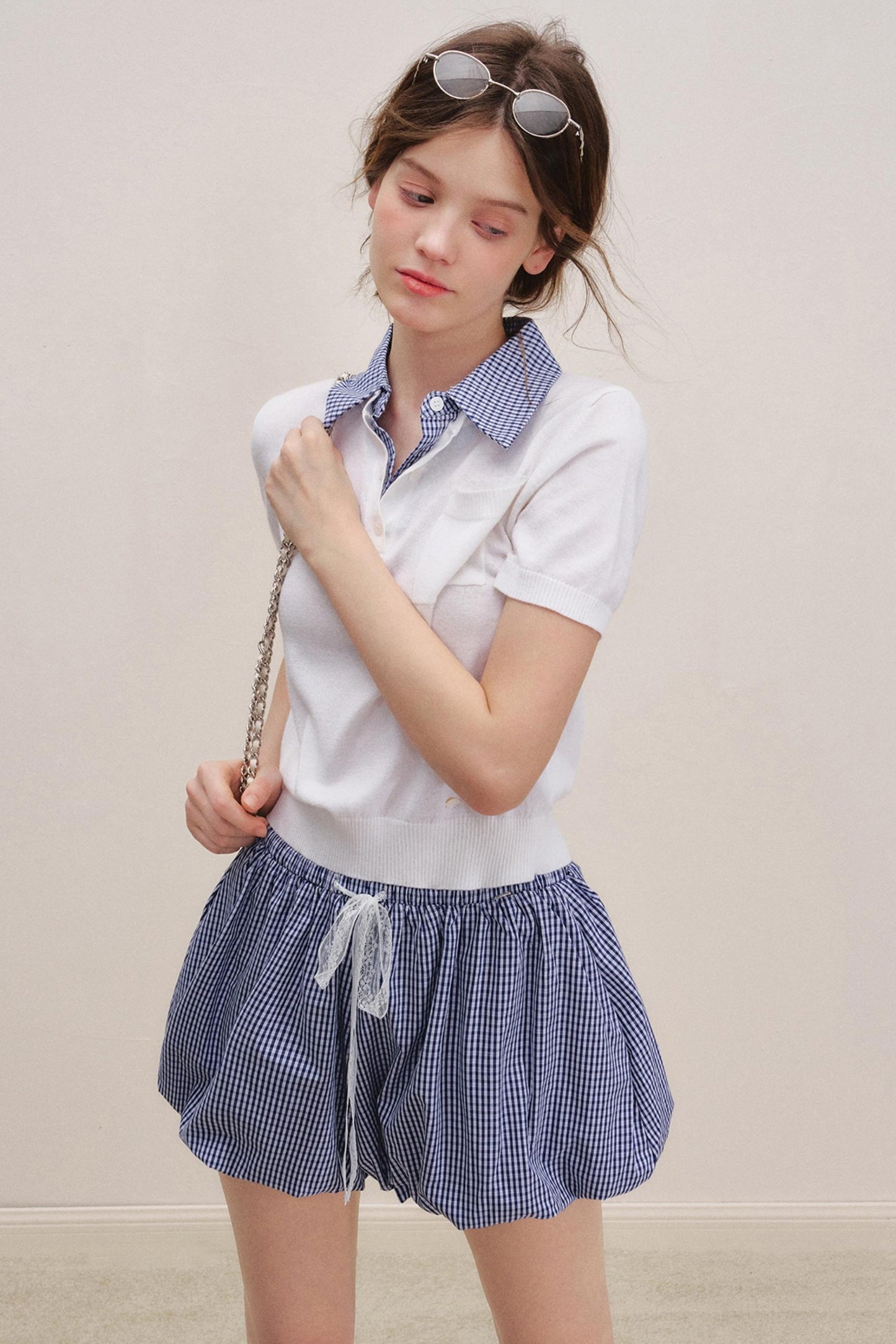 High-Waist Lace-Up Bubble Shorts