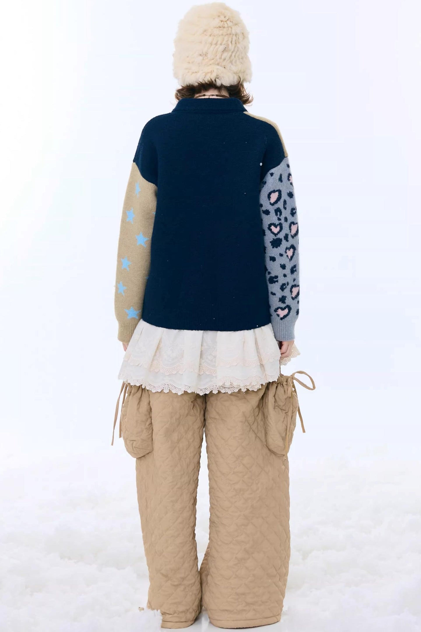 Retro Color-Blocking Cardigan Jacket