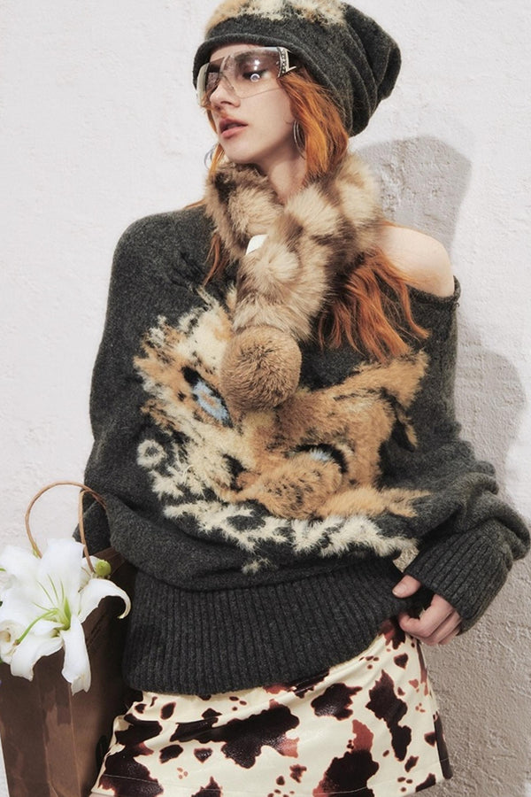 Multi-Colored Fur Ball Scarf