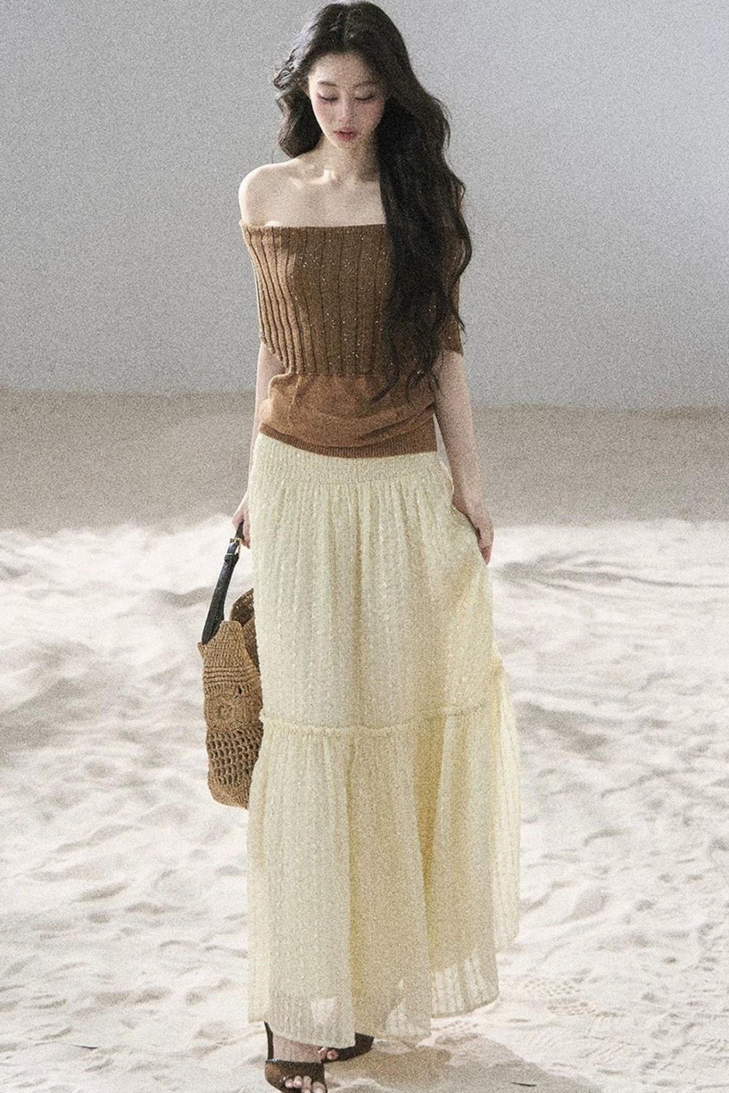 Youthful Off-Shoulder Knit Top