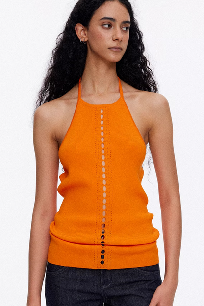 Lyocell Lace-Up Ribbed Vest