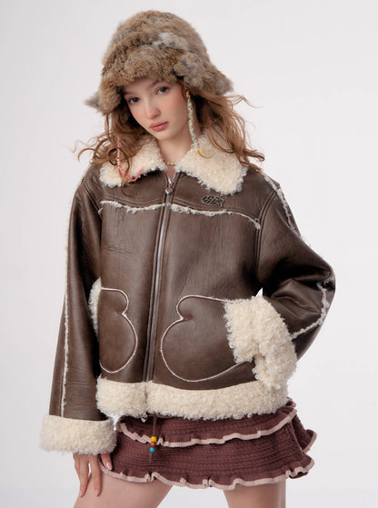 American Thick Lamb Fur Coat