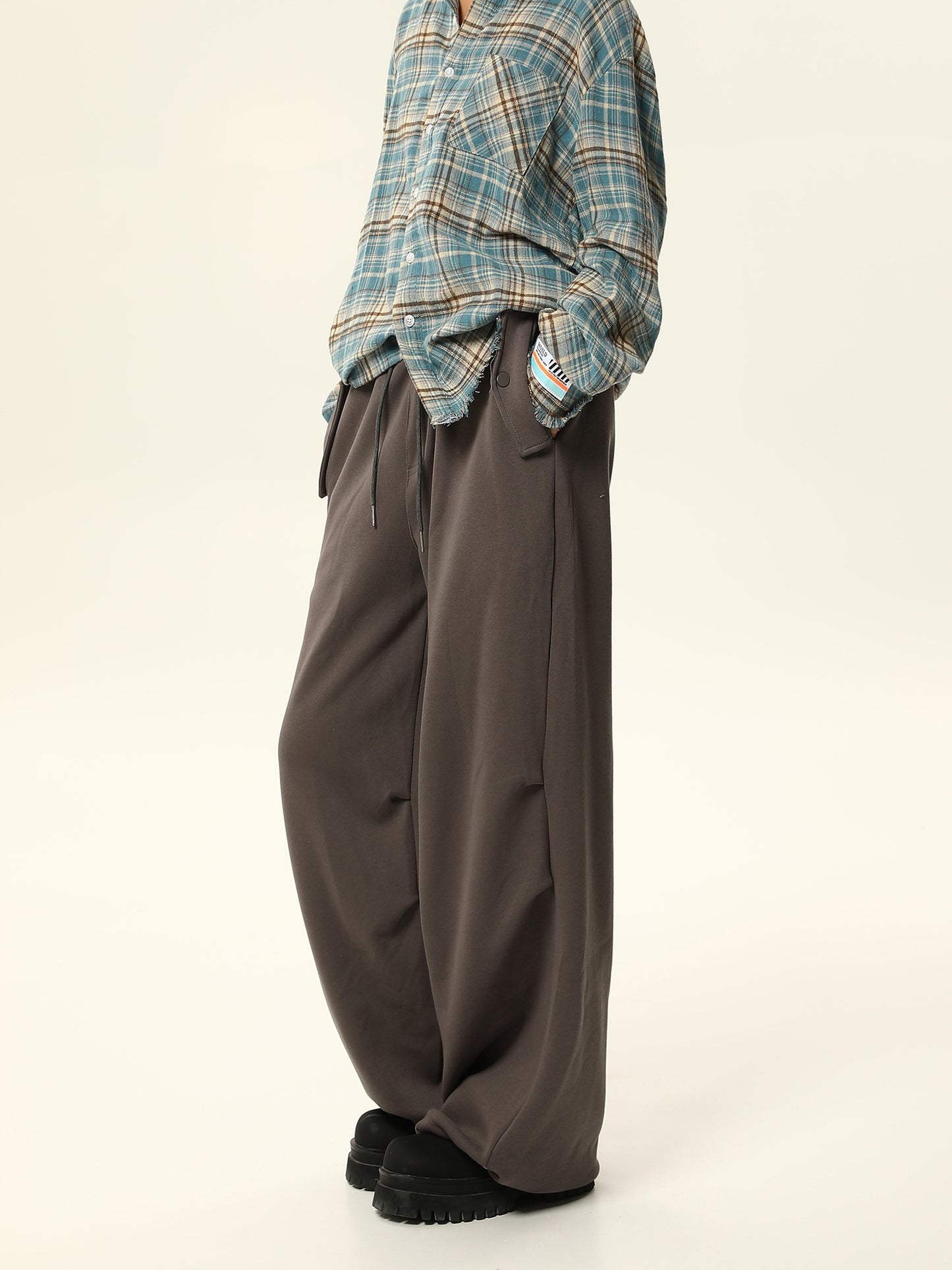 American retro solid color loose casual pants