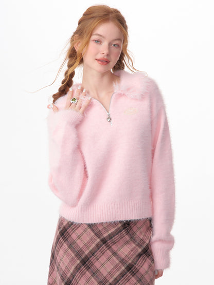 American thick wool polo collar sweater