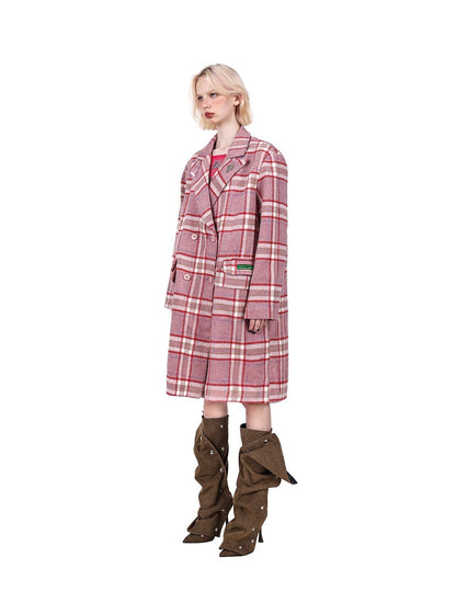 Plaid genderless woolen jacket