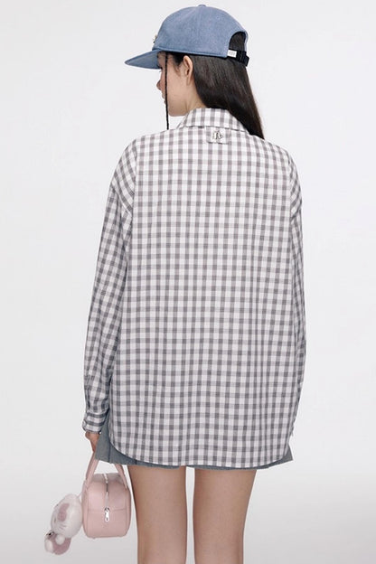 Vintage Bow Pocket Long-sleeved Shirt