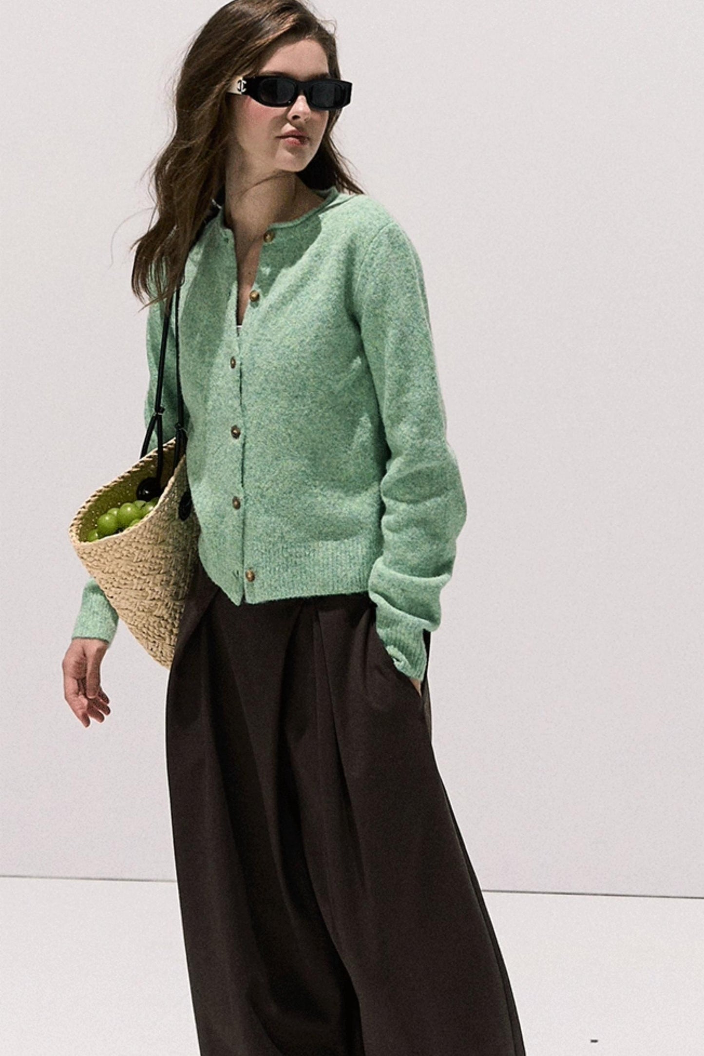 Vintage Crewneck Wool Knit Cardigan