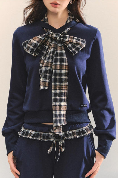 Plaid Sweatshirt Trousers Set-Up
