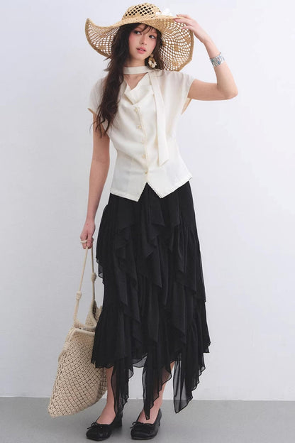 Elastic Chiffon Draping Skirt