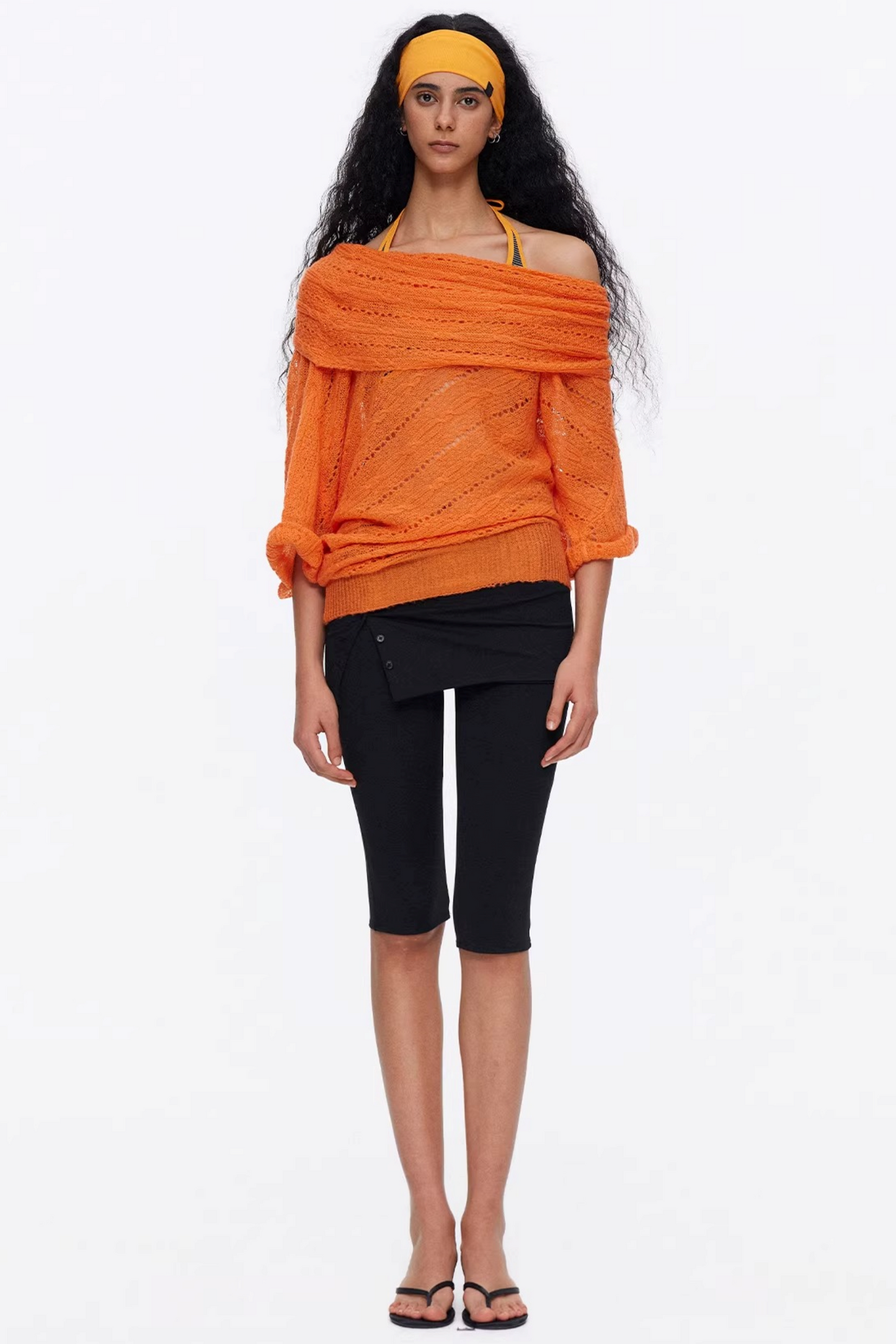 One-Shoulder Hollow Knit Sweater