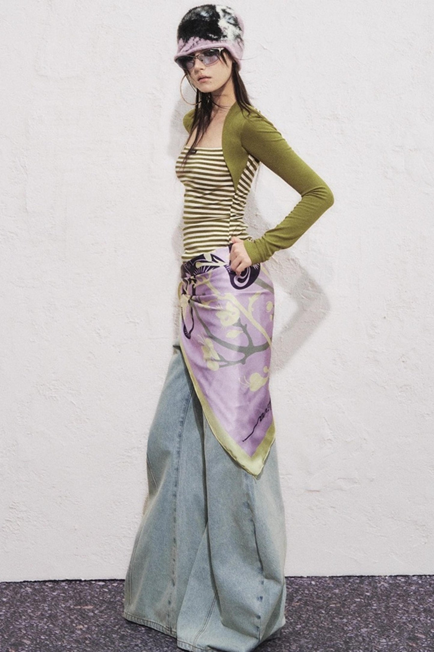 Fake Two Slimming Striped Knit Top