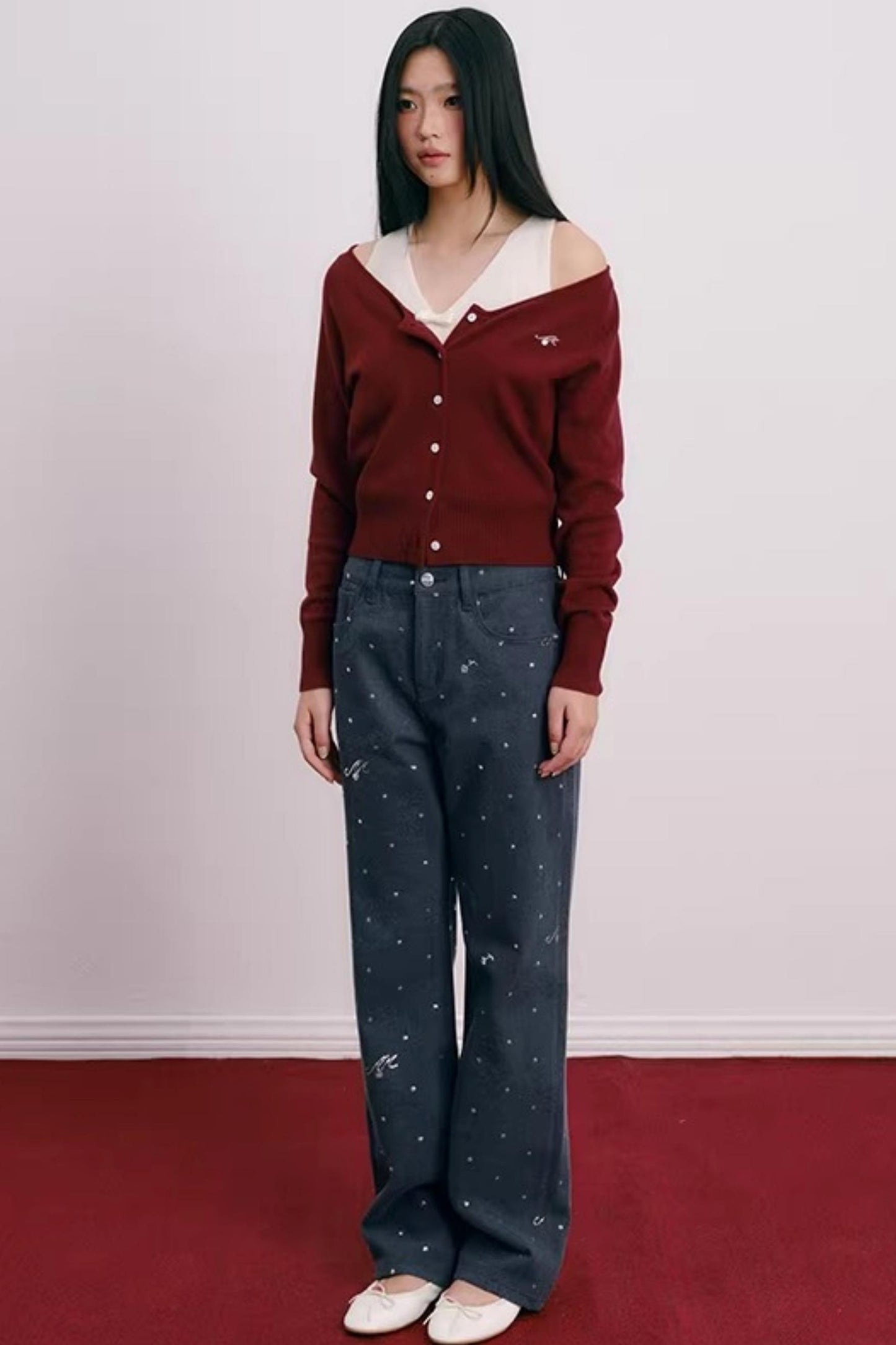 Color-Blocked Velvet Knit Cardigan