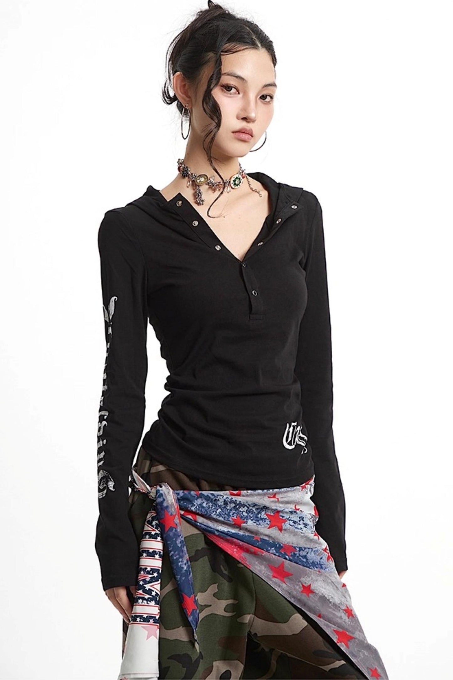 White Hooded Sunscreen Cover-Up Top