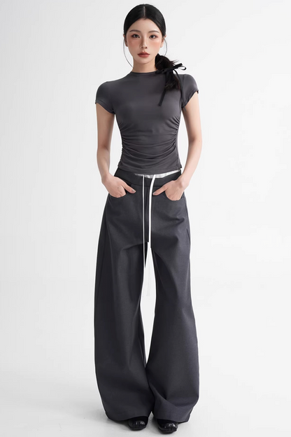 Elegant Color-Blocking Wide-Leg Pants