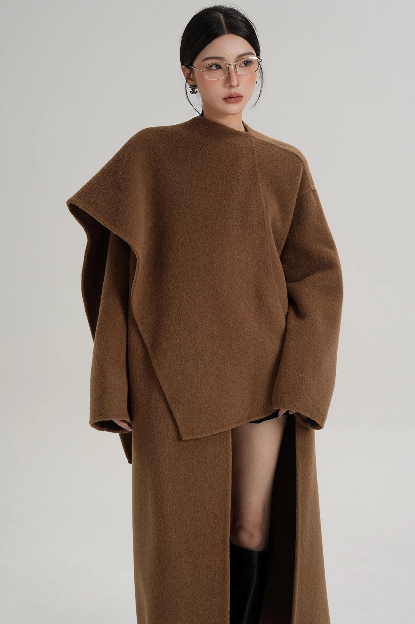 High-End Shawl Collar Wool Long Coat