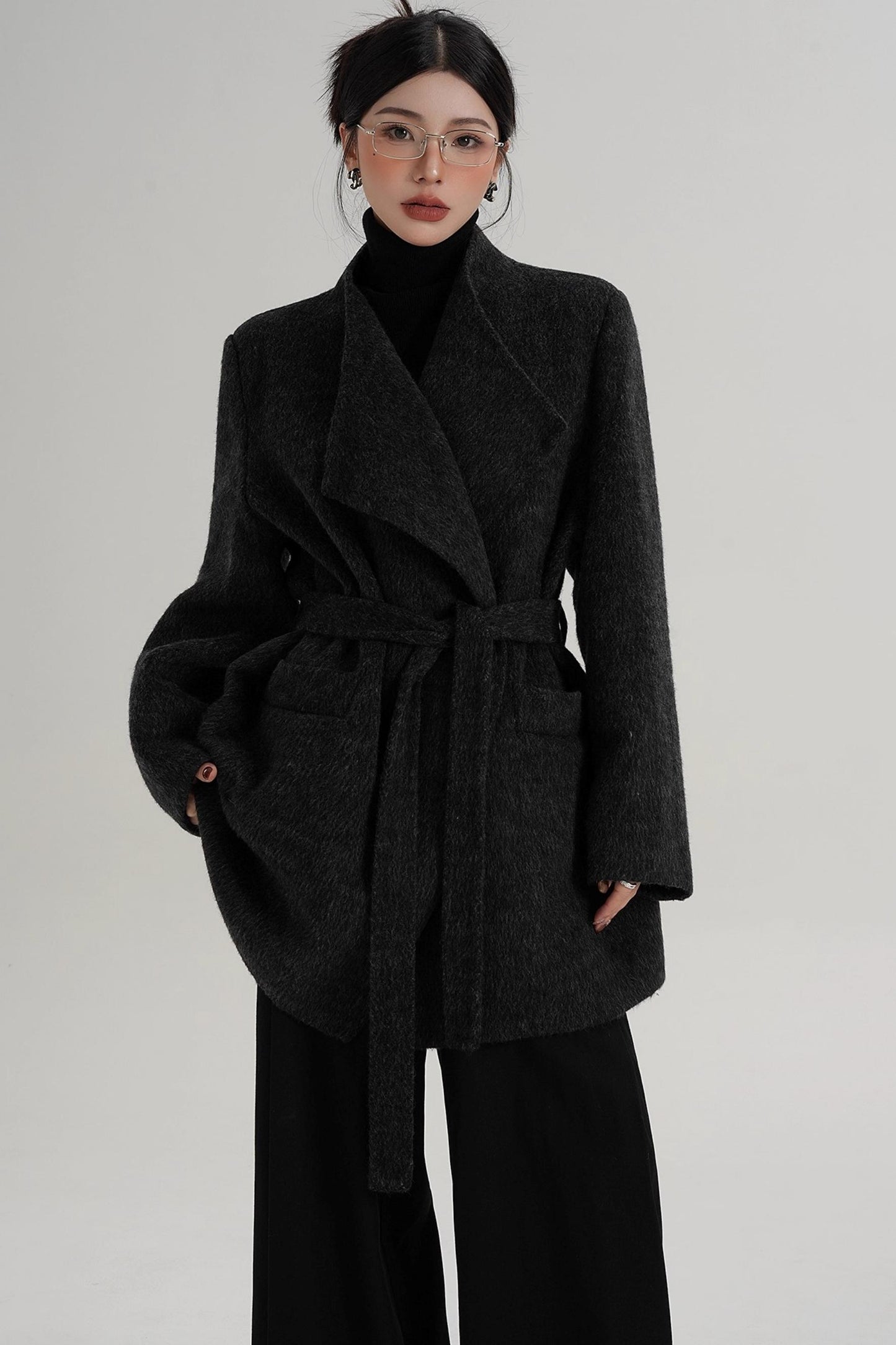 Charcoal Black Wool Coat