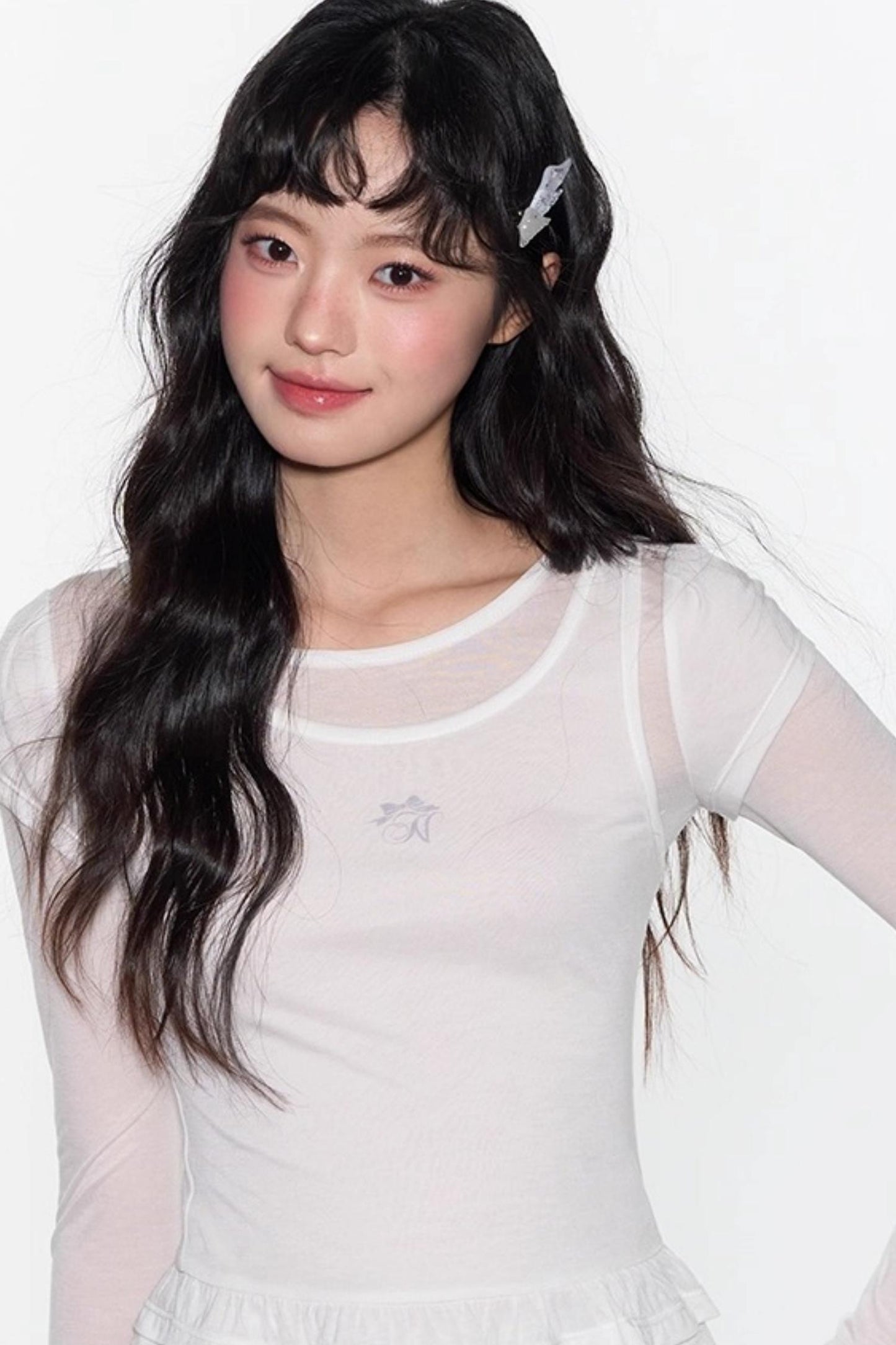 Ruffle Tencel Long-sleeved Top Set-Up