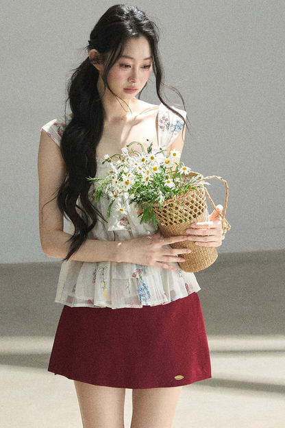 Embroidered Chiffon Summer Top