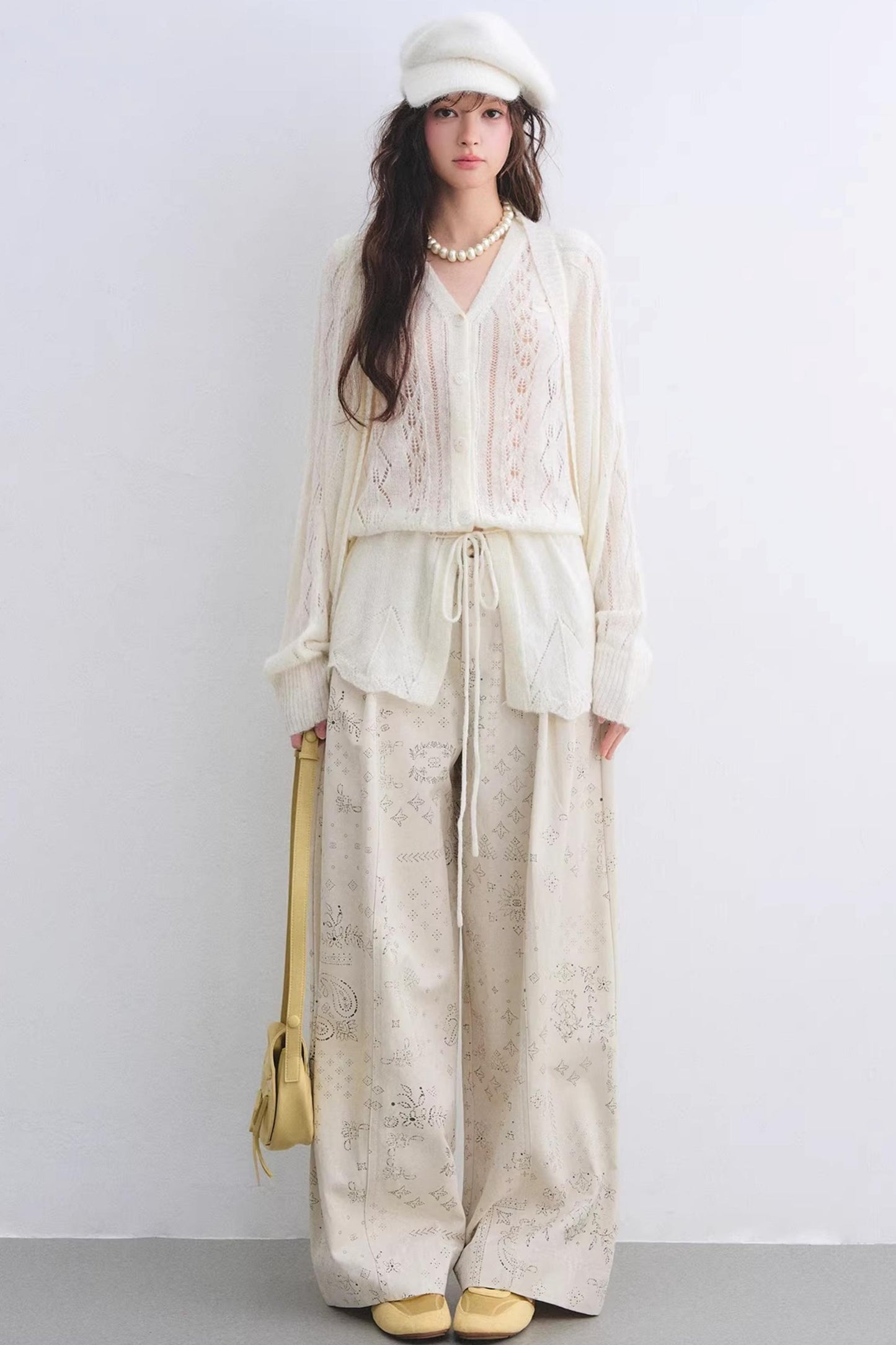 Mohair Purple Cut-Out Cardigan Set-Up