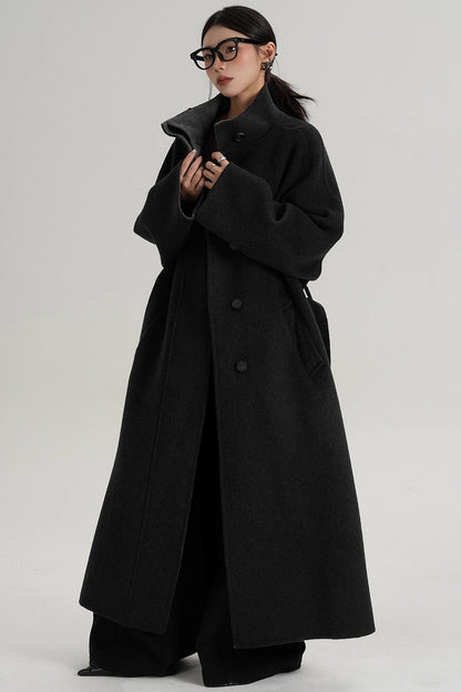Casual Double-Sided High Neck Wool Coat