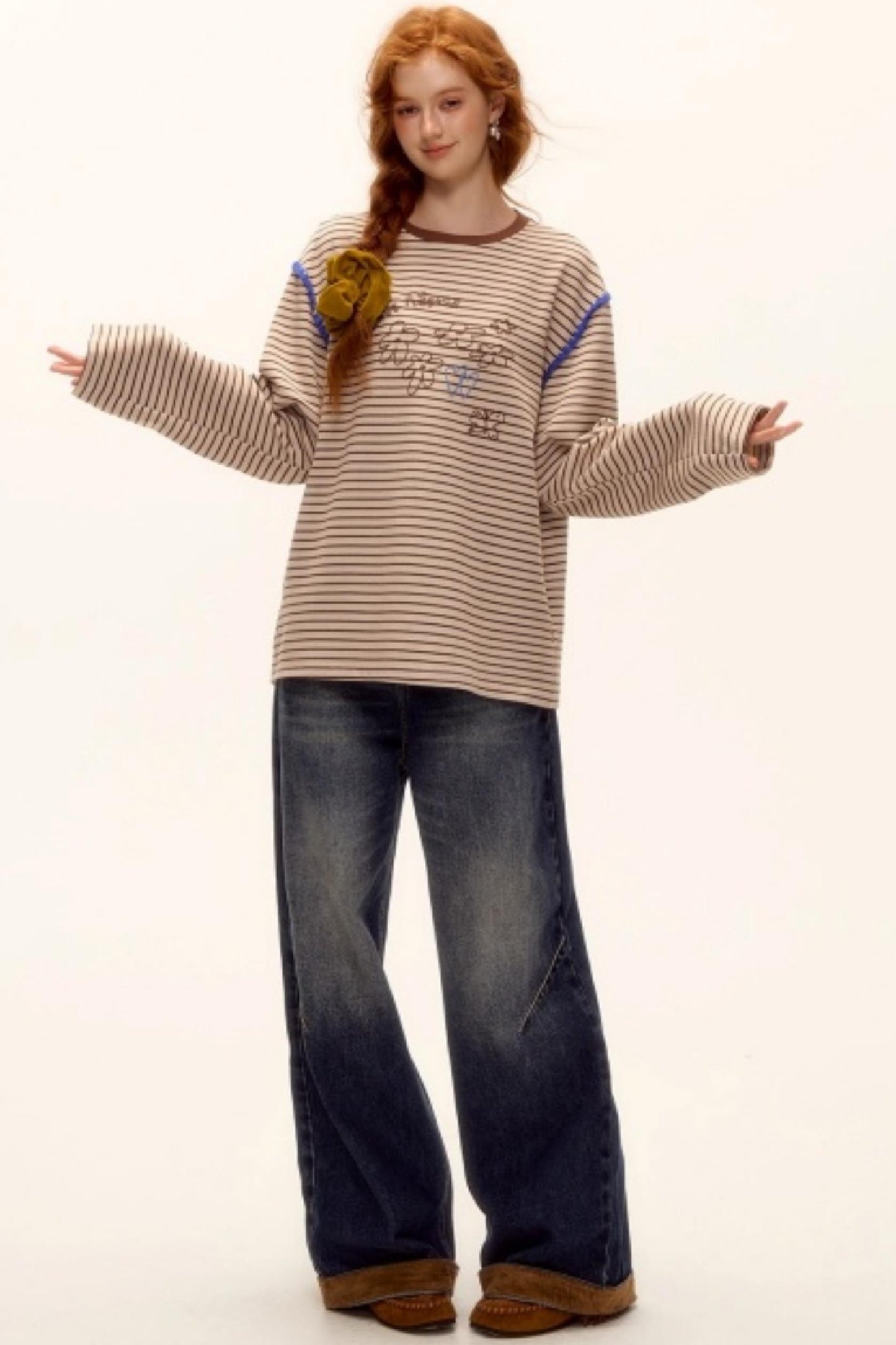 Striped Bead Embroidery Top