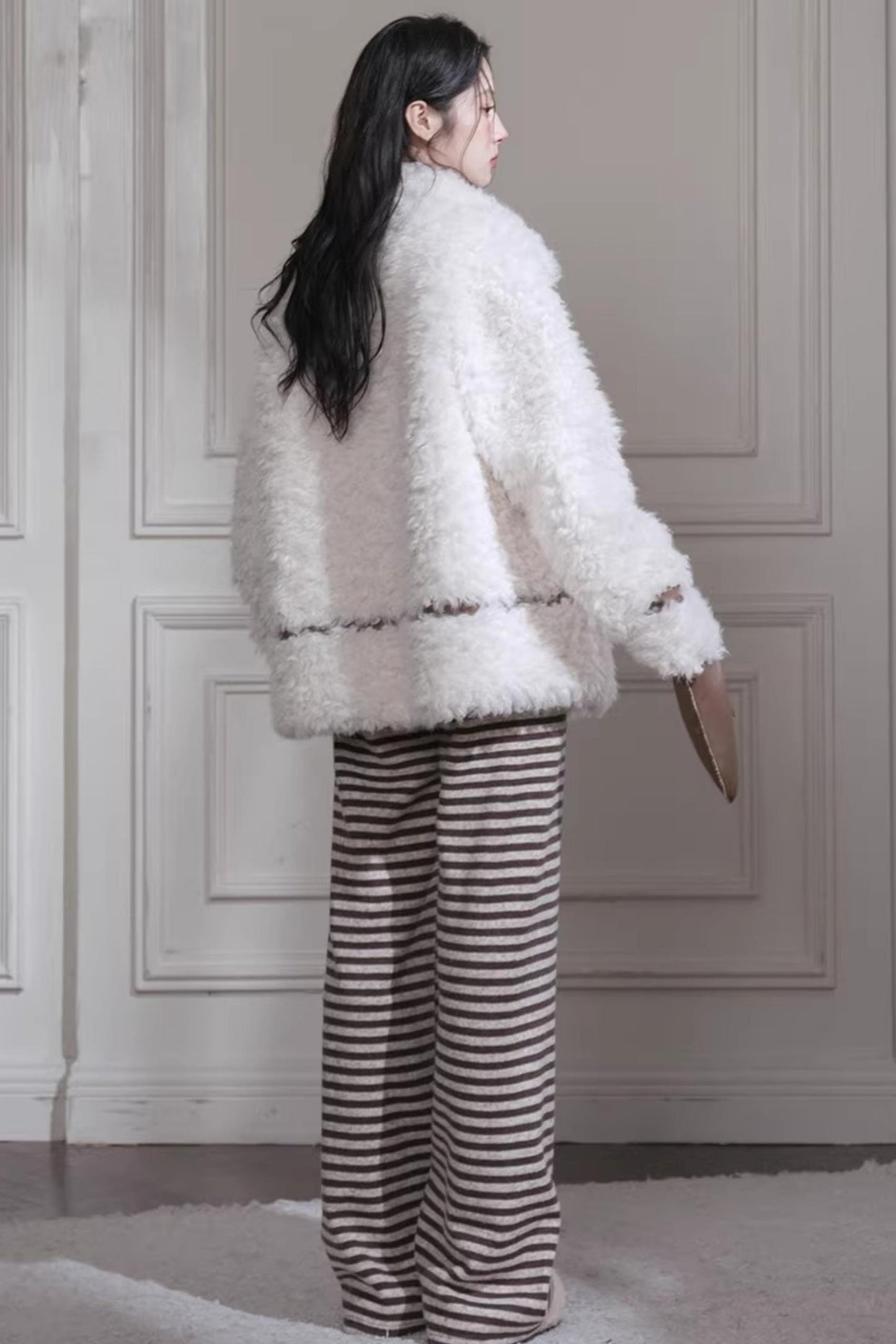 Velvet Curly Fur Coat Set
