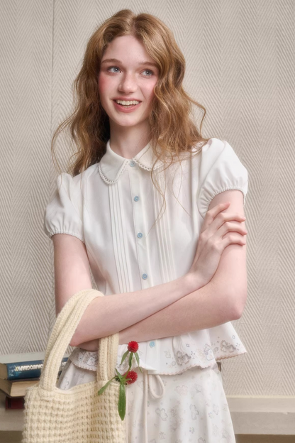 Handmade Embroidered Doll Collar Blouse